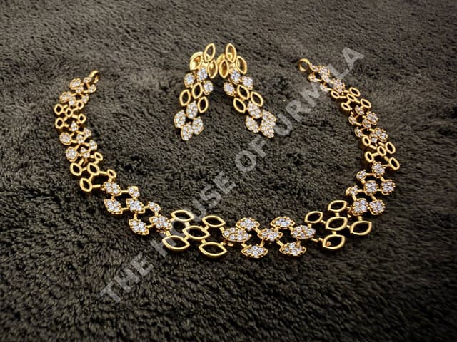 PALLAVI - CZ Leaf Vine Necklace Set