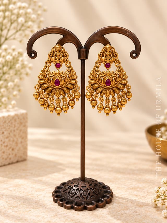 KAMALAKSHI — Lakshmi Lotus Chandbali Earrings