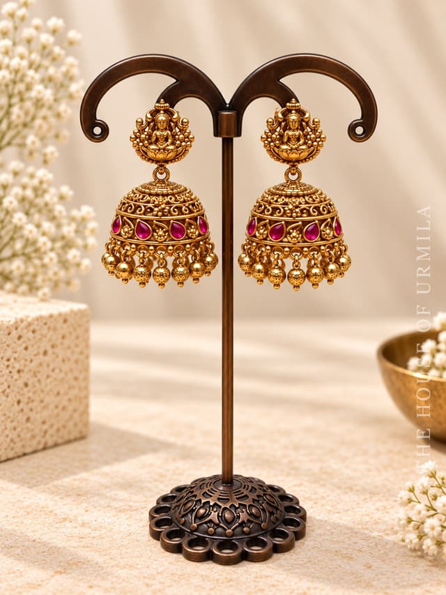 PADMAJA — Lakshmi Ruby Jhumka Earrings