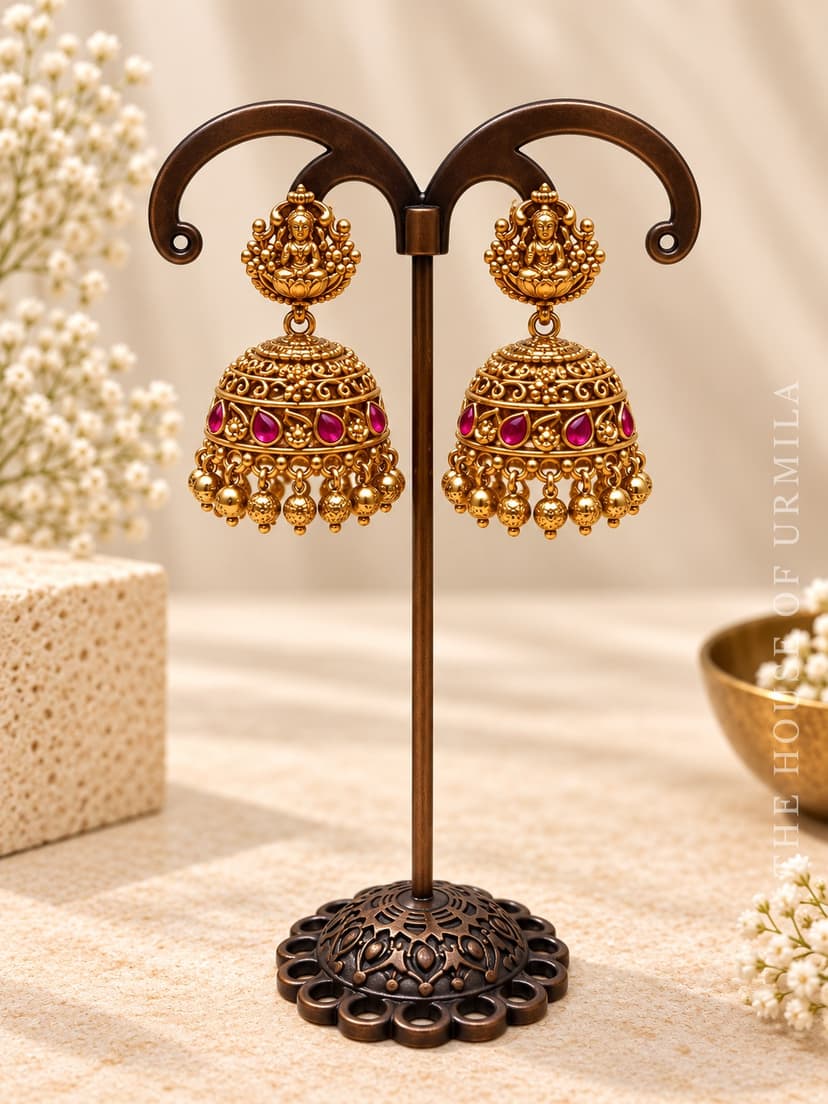PADMAJA — Lakshmi Ruby Jhumka Earrings